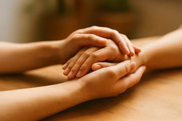 Manos consolando - Acompañamiento en momentos difíciles